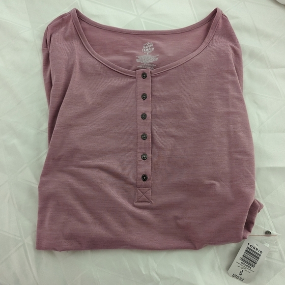 Happy Camper Lyocell Henley Short Sleeve active Tee plus size 5x - Picture 7 of 10